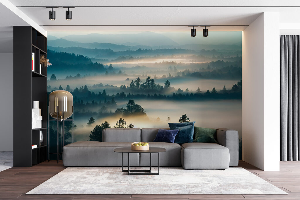 Nebbia tra colline boscose — ambiente 5