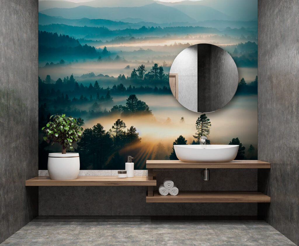 Nebbia tra colline boscose — ambiente 3