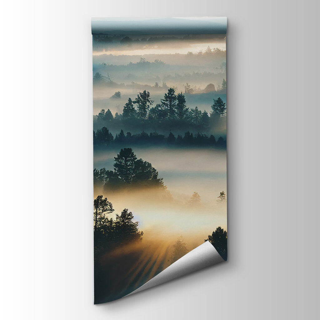 Nebbia tra colline boscose — vista del prodotto