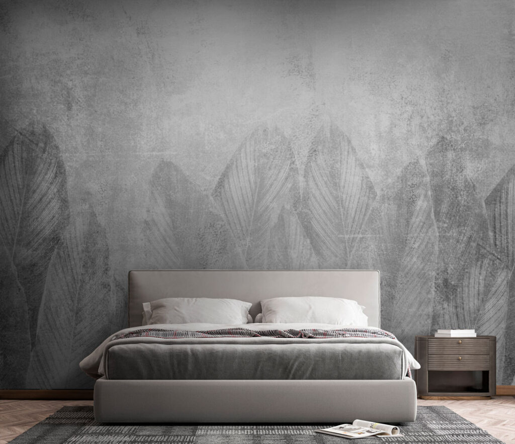 Foglie grandi su grigio — ambiente 1