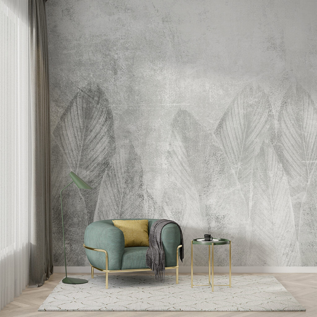 Foglie grandi su grigio — ambiente 6