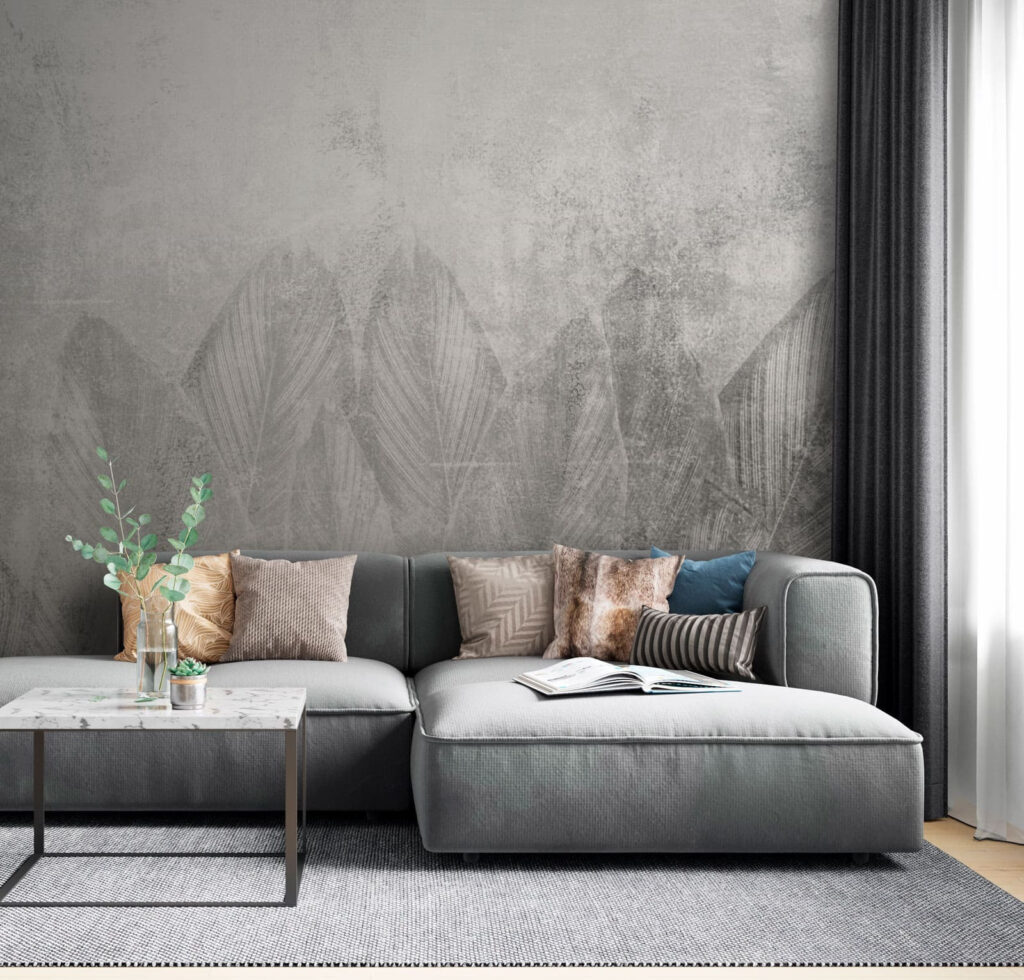 Foglie grandi su grigio — ambiente 2