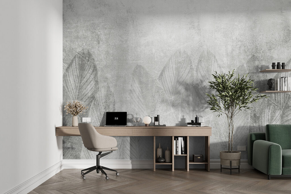 Foglie grandi su grigio — ambiente 7