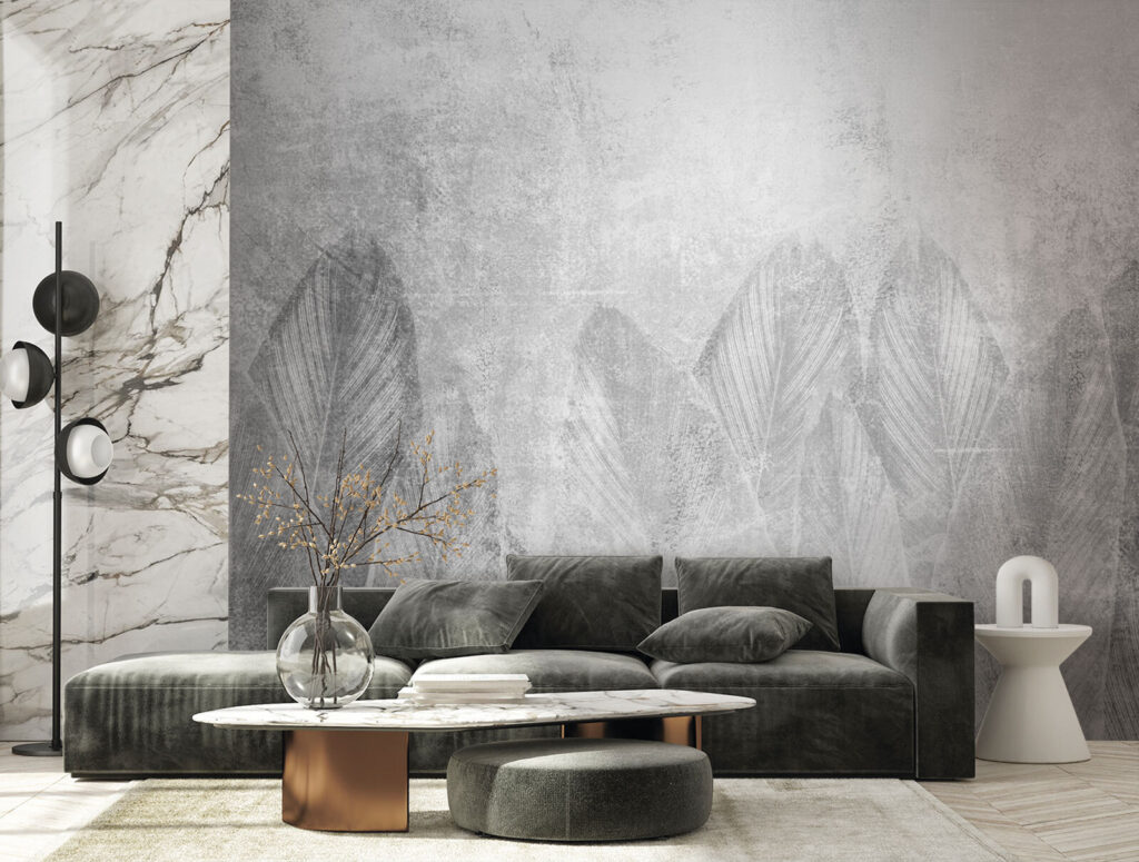 Foglie grandi su grigio — ambiente 4