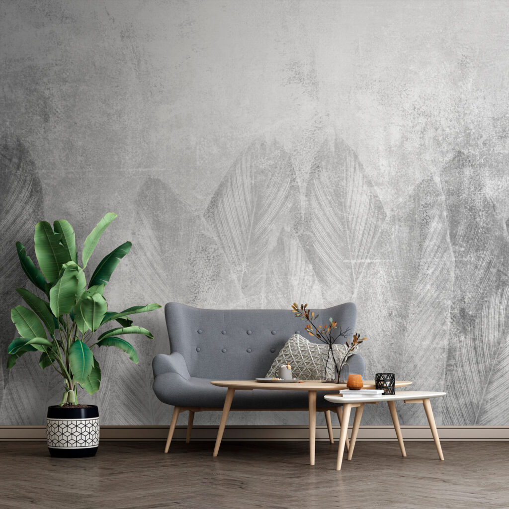 Foglie grandi su grigio — ambiente 5