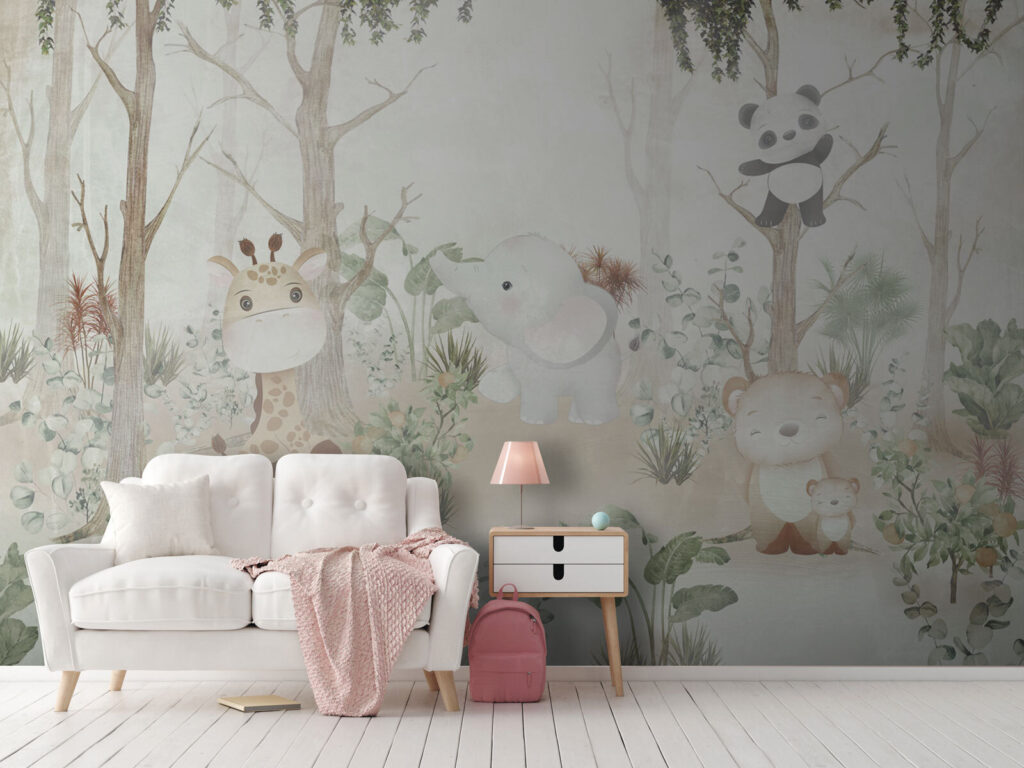 Animaletti tra alberi chiari — ambiente 1