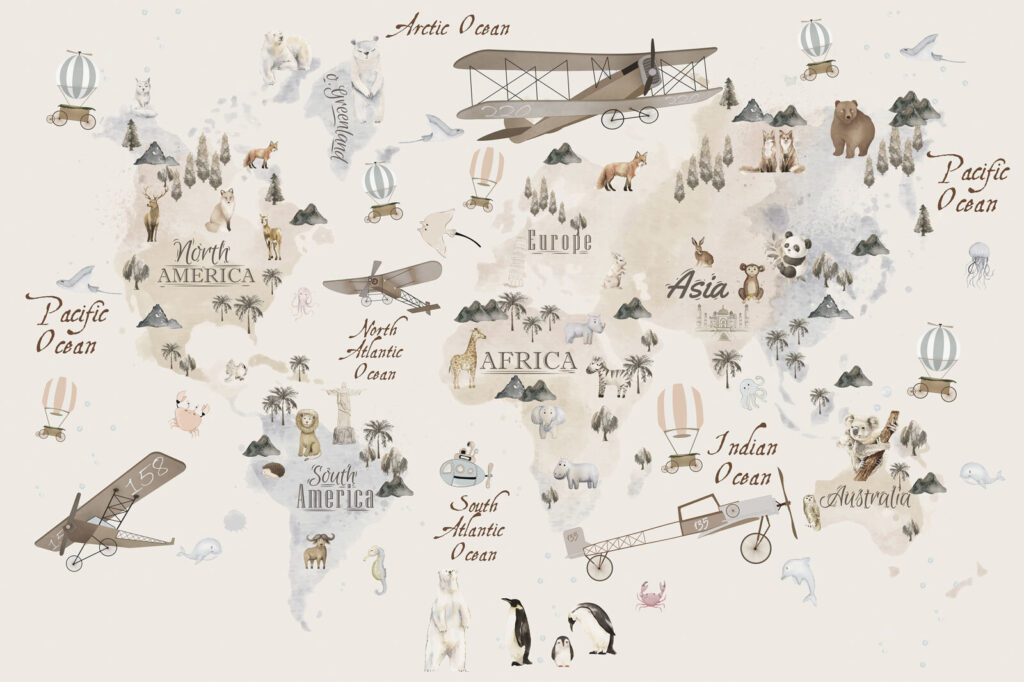 Mappa del mondo animale — design completo