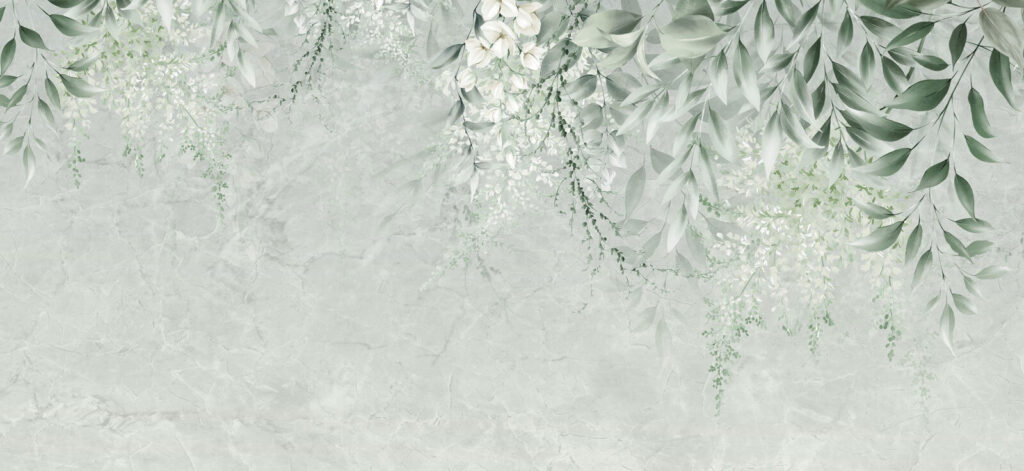 Tralci pendenti su verde — design completo