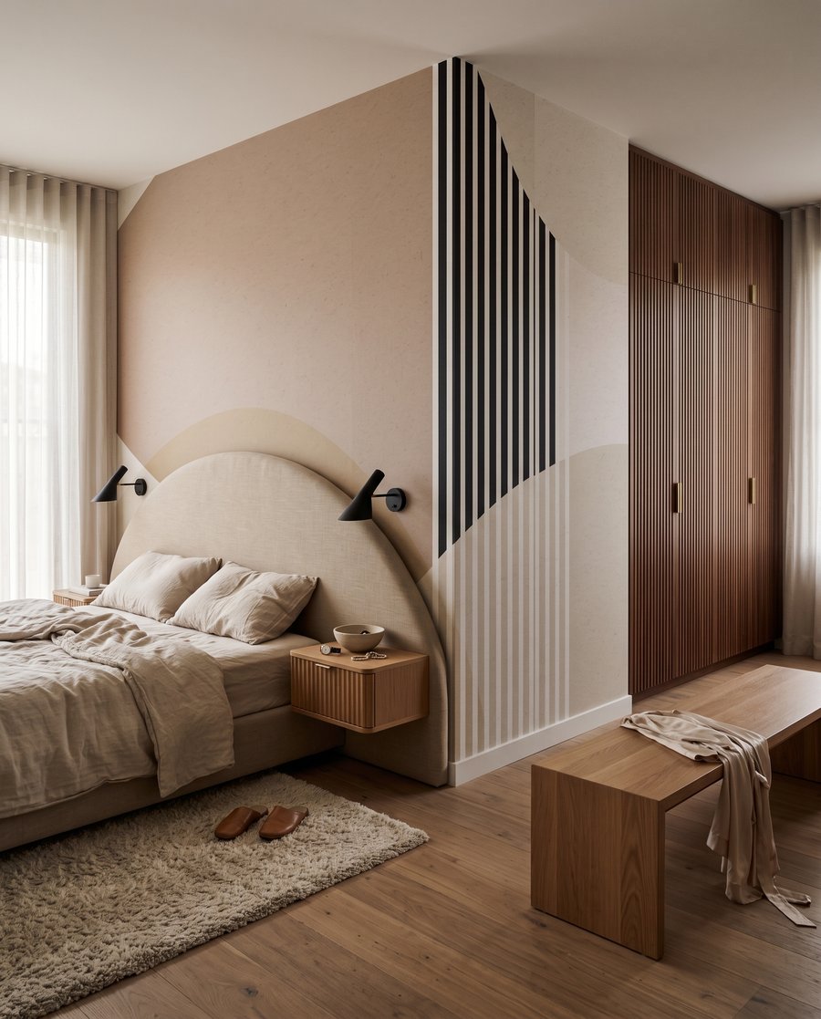 Strisce tra forme curve — ambiente 2