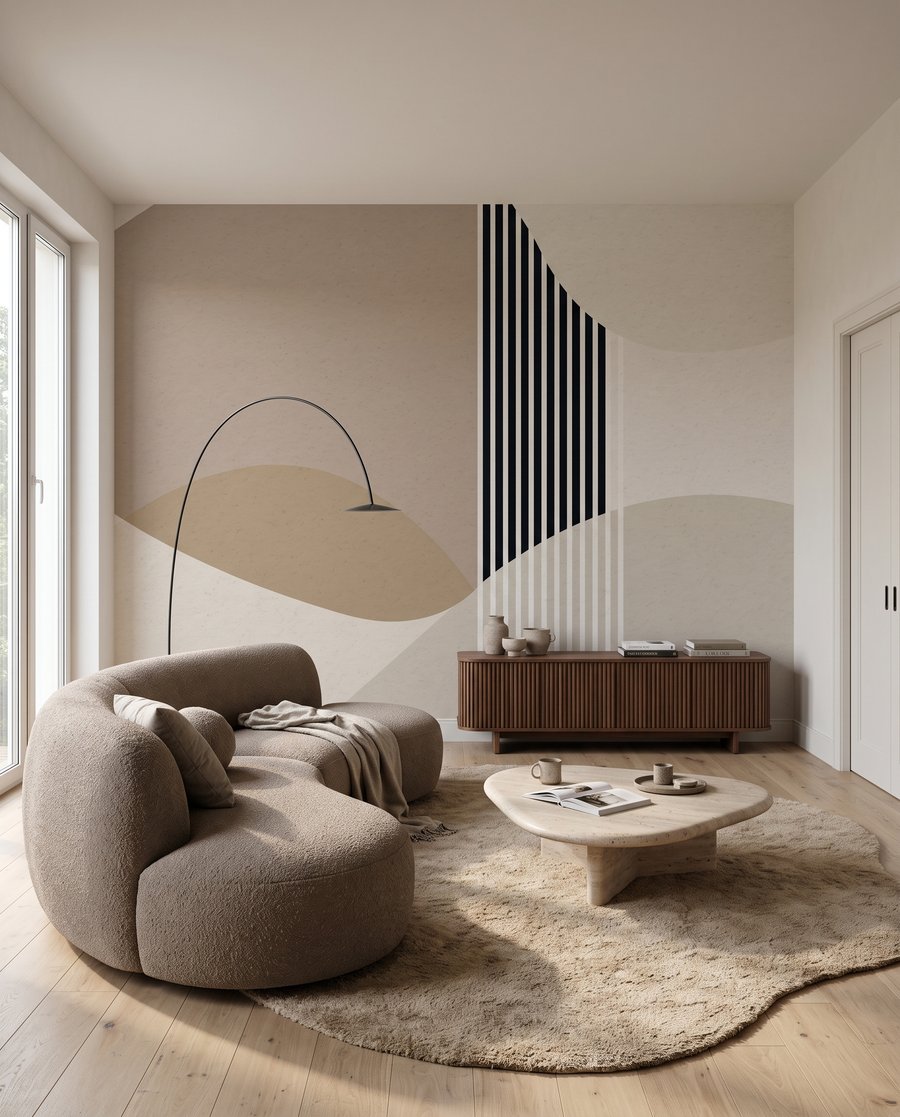Strisce tra forme curve — ambiente 3