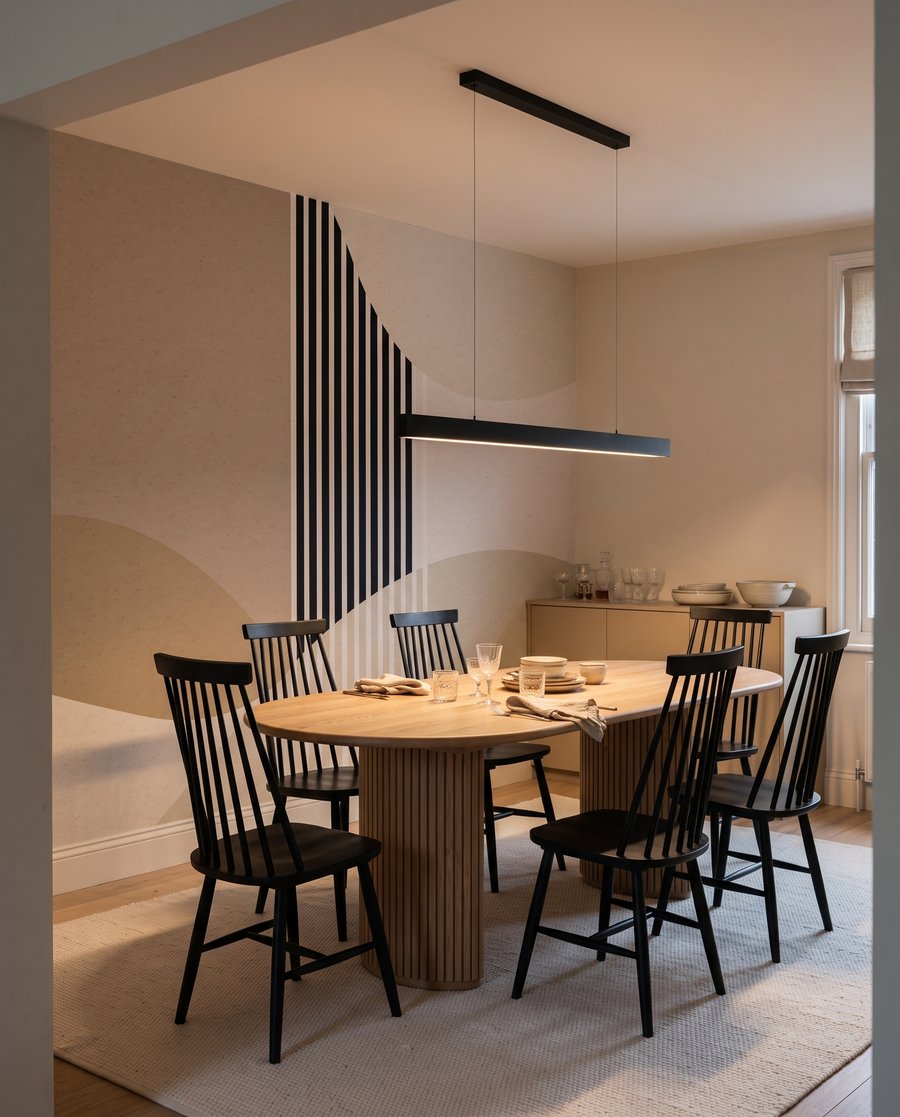 Strisce tra forme curve — ambiente 5