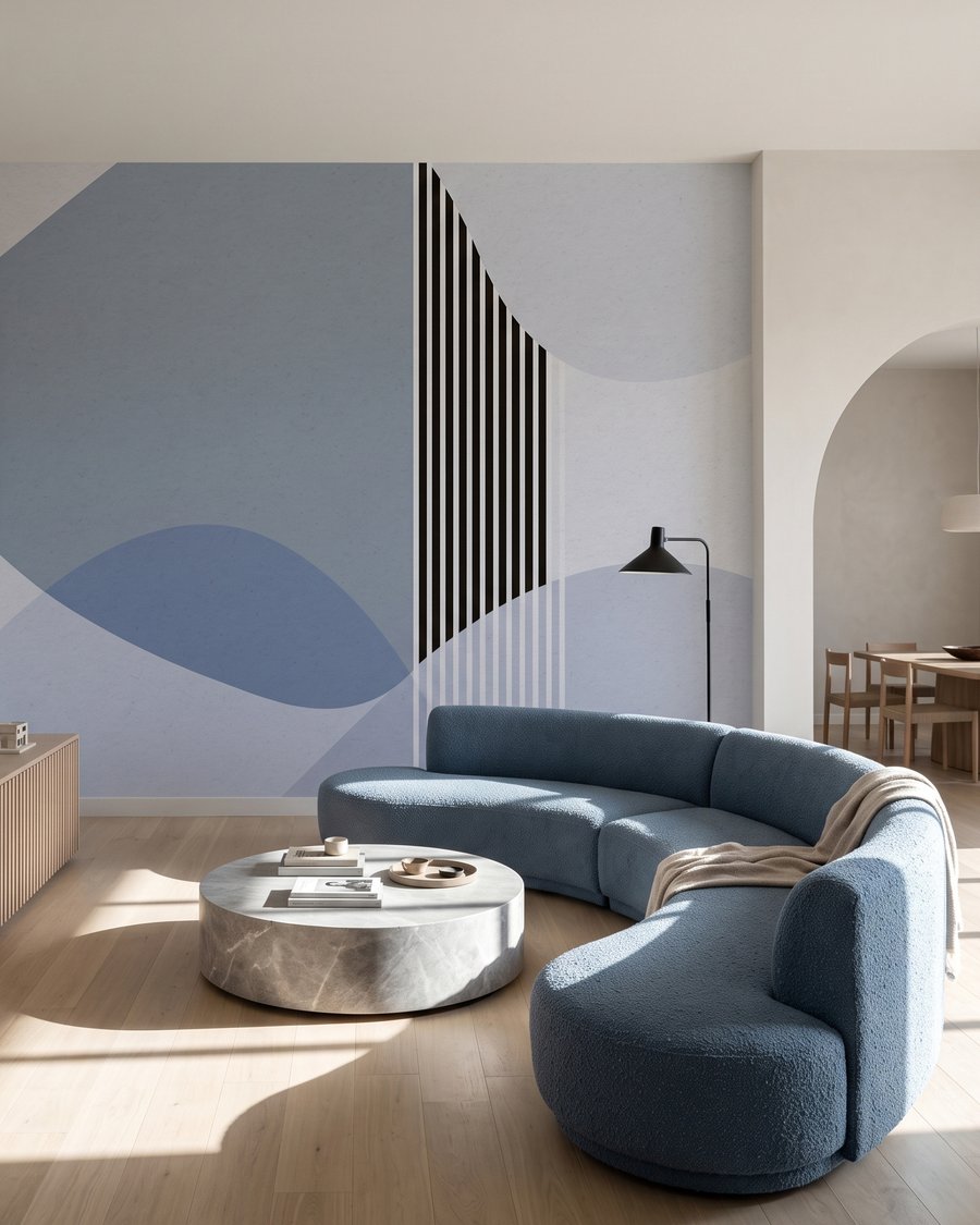 Strisce tra forme curve — ambiente 1