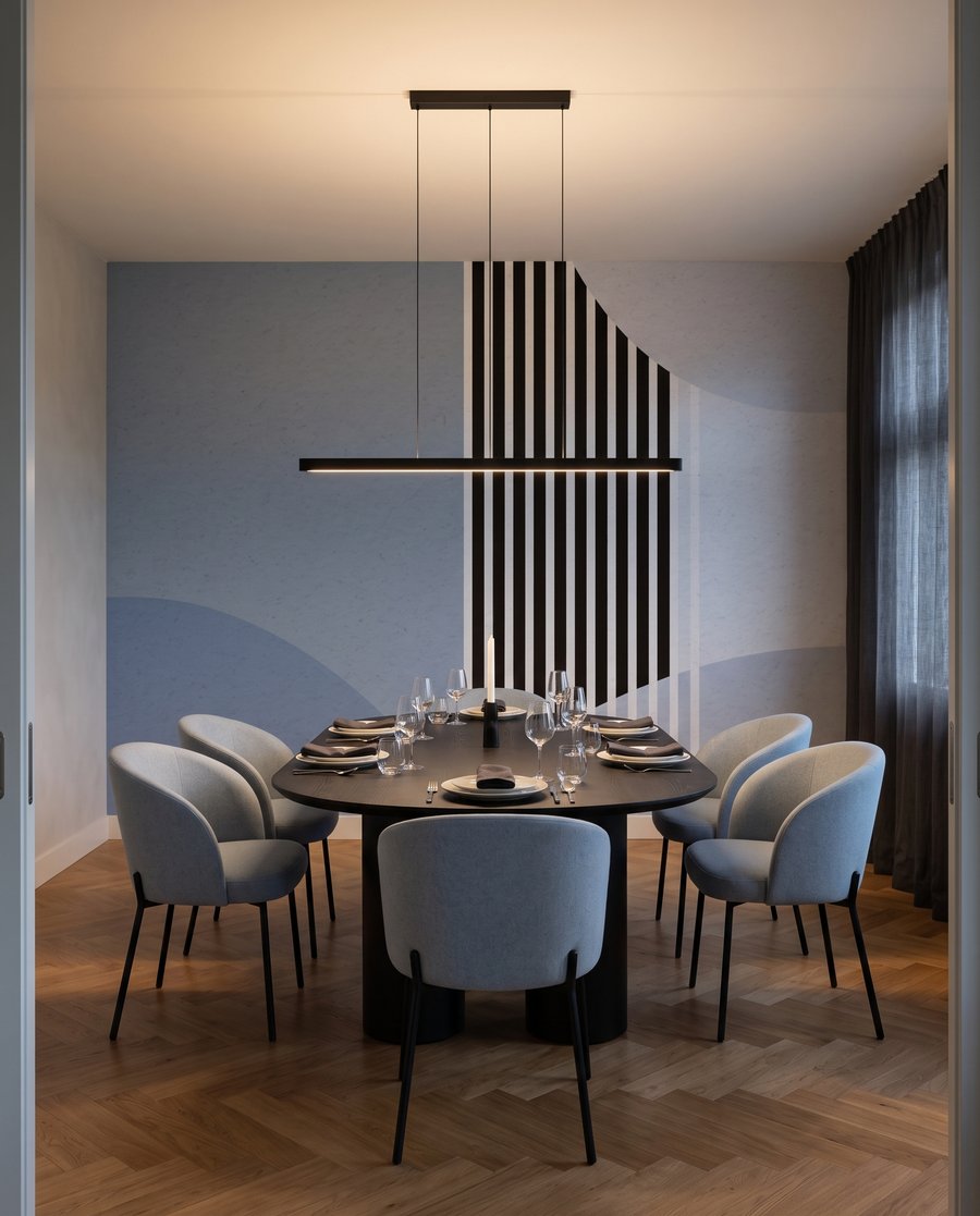 Strisce tra forme curve — ambiente 6