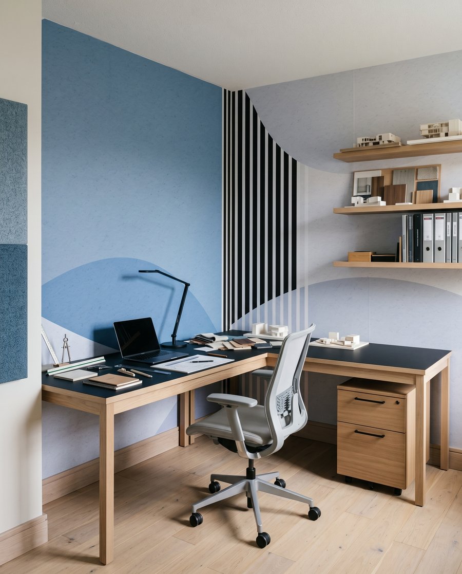 Strisce tra forme curve — ambiente 7