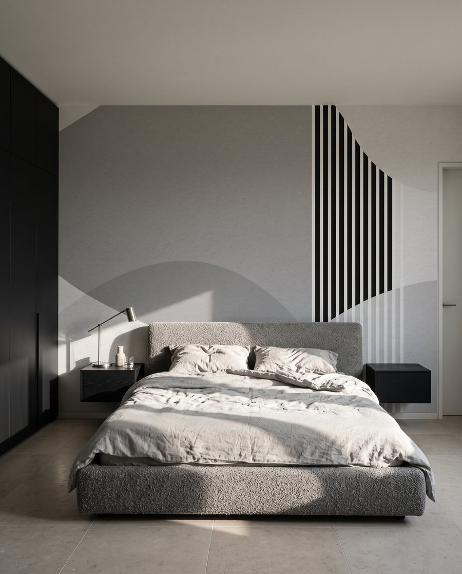 Strisce tra forme curve — ambiente 1