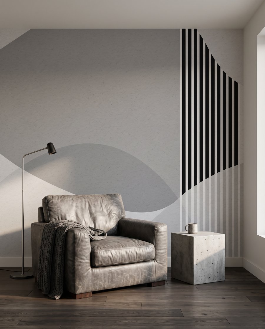 Strisce tra forme curve — ambiente 2