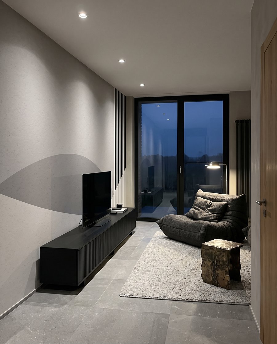 Strisce tra forme curve — ambiente 3
