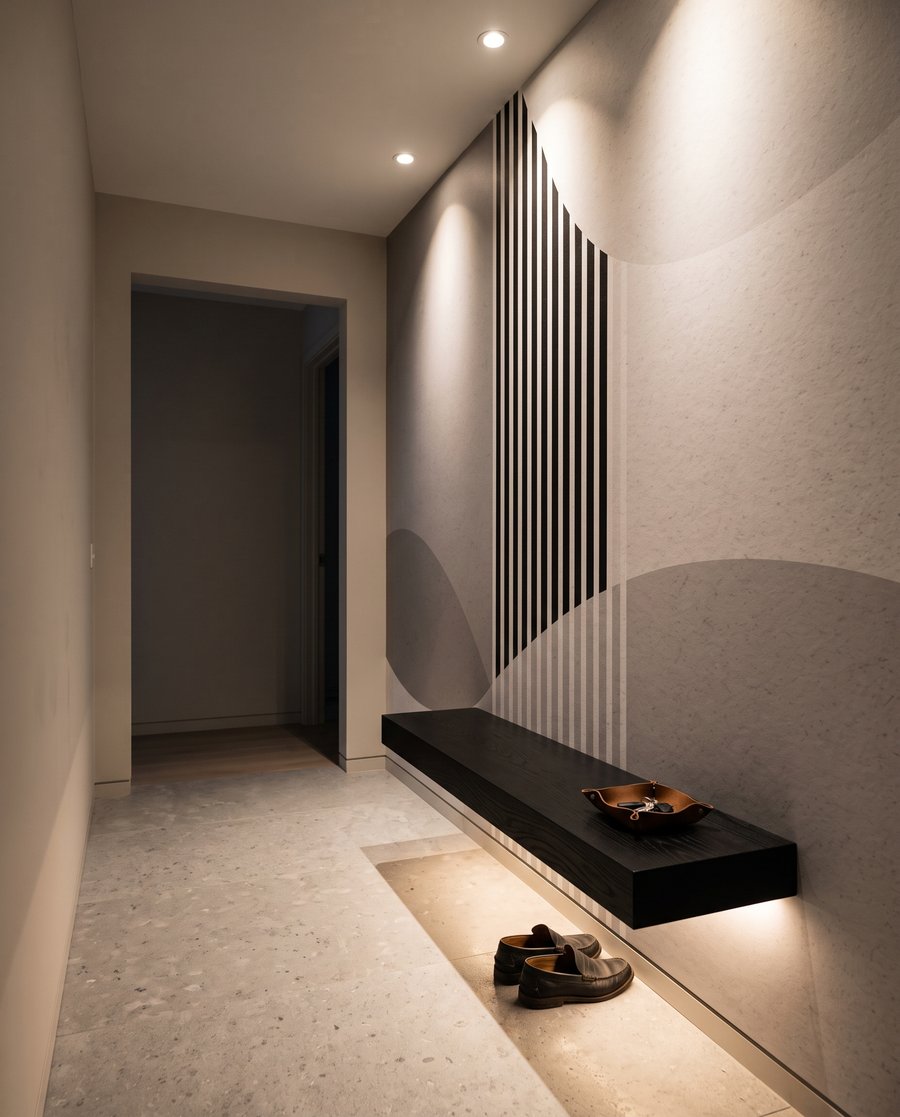 Strisce tra forme curve — ambiente 4