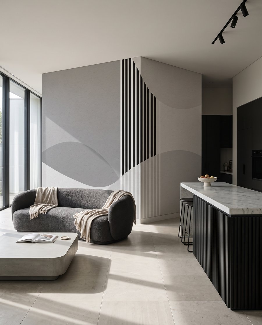 Strisce tra forme curve — ambiente 5
