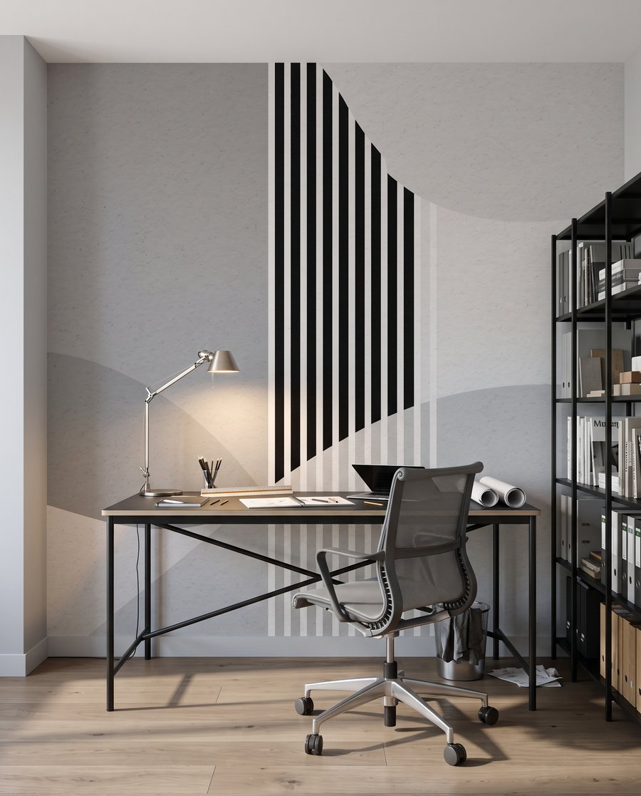 Strisce tra forme curve — ambiente 7