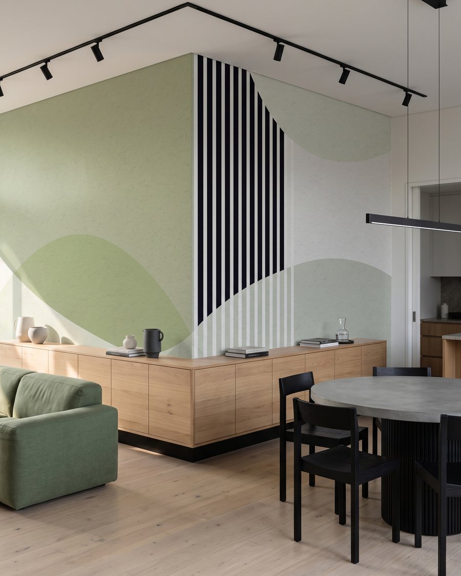Strisce tra forme curve — ambiente 6
