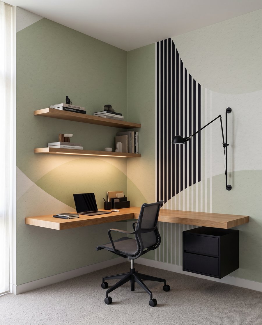 Strisce tra forme curve — ambiente 1