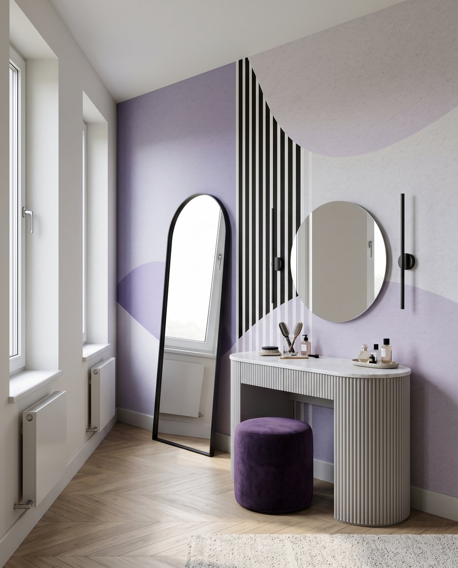 Strisce tra forme curve — ambiente 1
