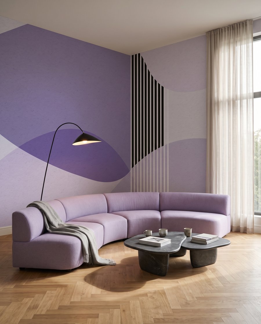 Strisce tra forme curve — ambiente 3