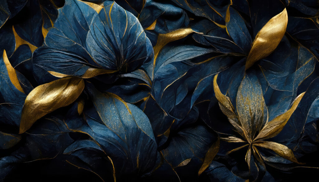 Fiori blu dorati — design completo