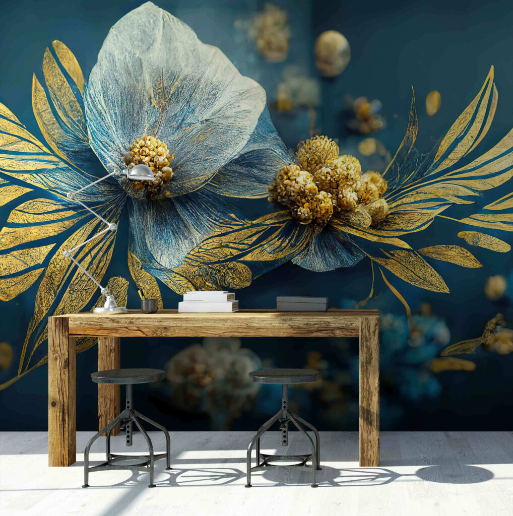 Fiore azzurro e oro — ambiente 3