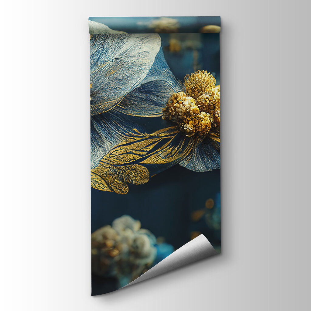 Fiore azzurro e oro — vista del prodotto