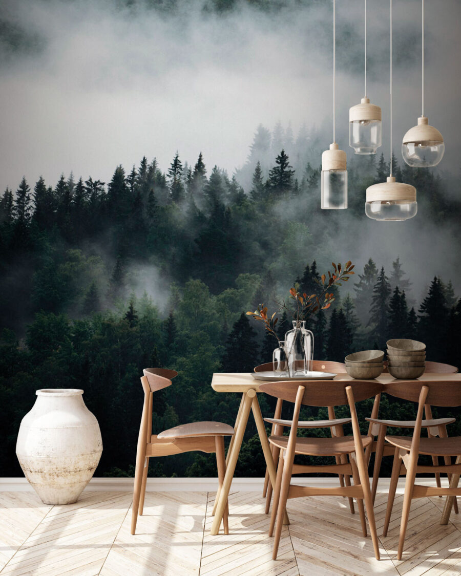 Nebbia sulle chiome scure — ambiente 3
