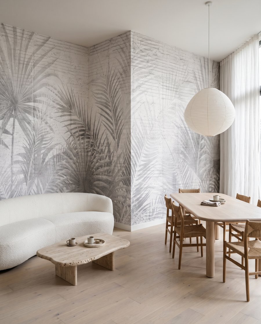 Palme bianche in basso in un ambiente