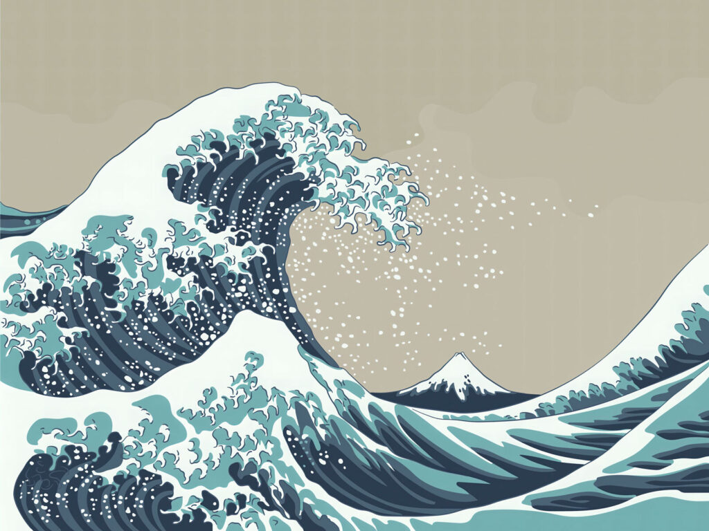 Grande onda sulla montagna — design completo