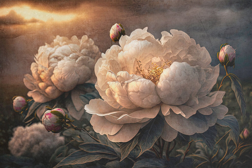 Peonie al crepuscolo — design completo