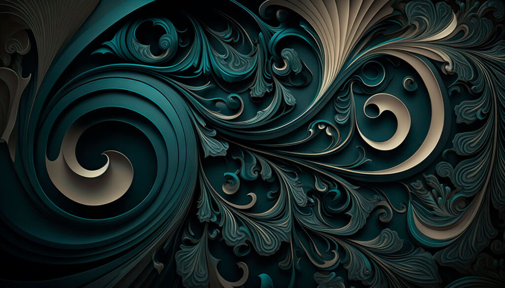 Ricci decorativi dorati — design completo