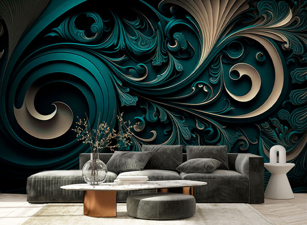 Ricci decorativi dorati in un ambiente