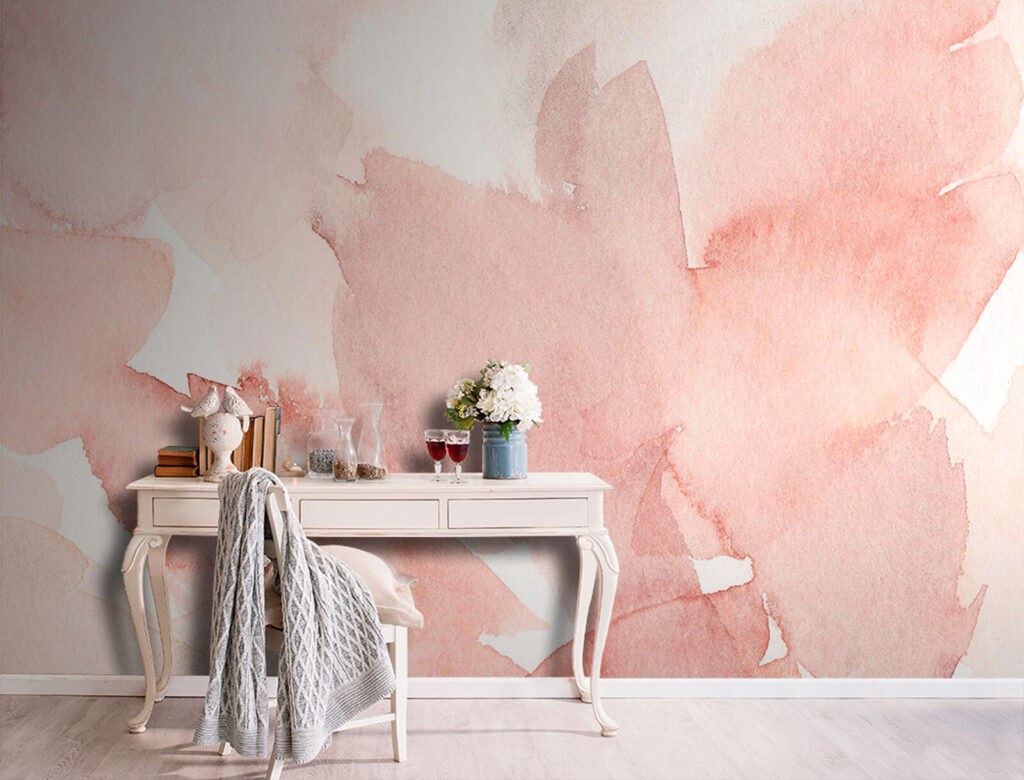 Foglie ad acquerello rosa — ambiente 1