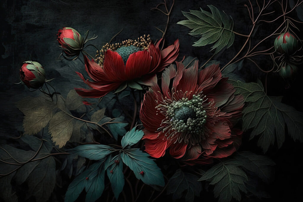 Fiori rosso scuro — design completo
