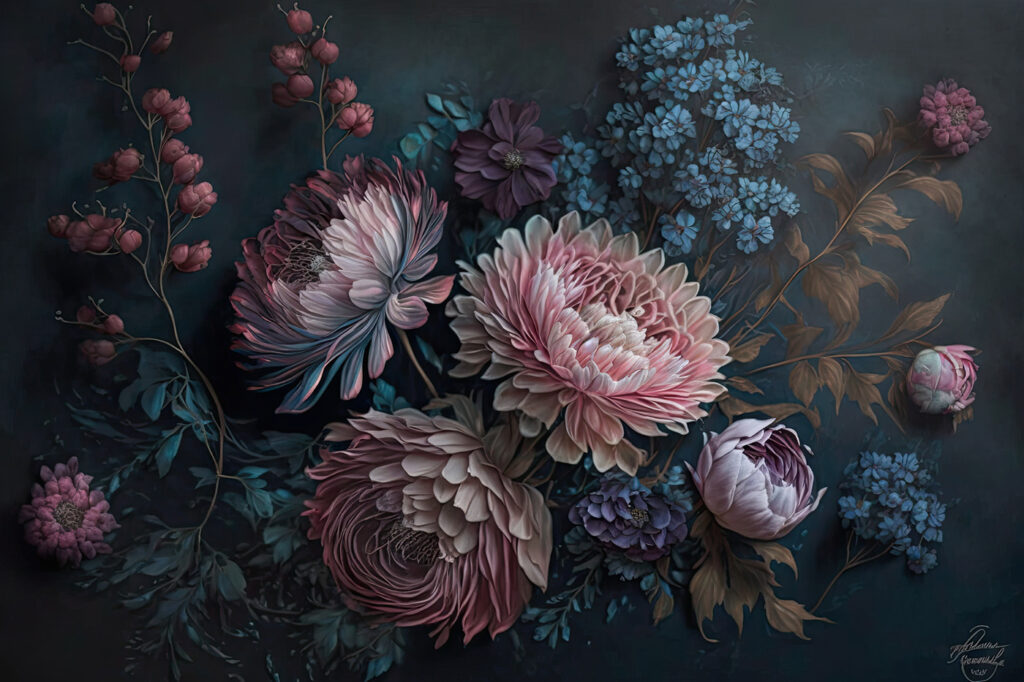 Crisantemi rosa antico — design completo
