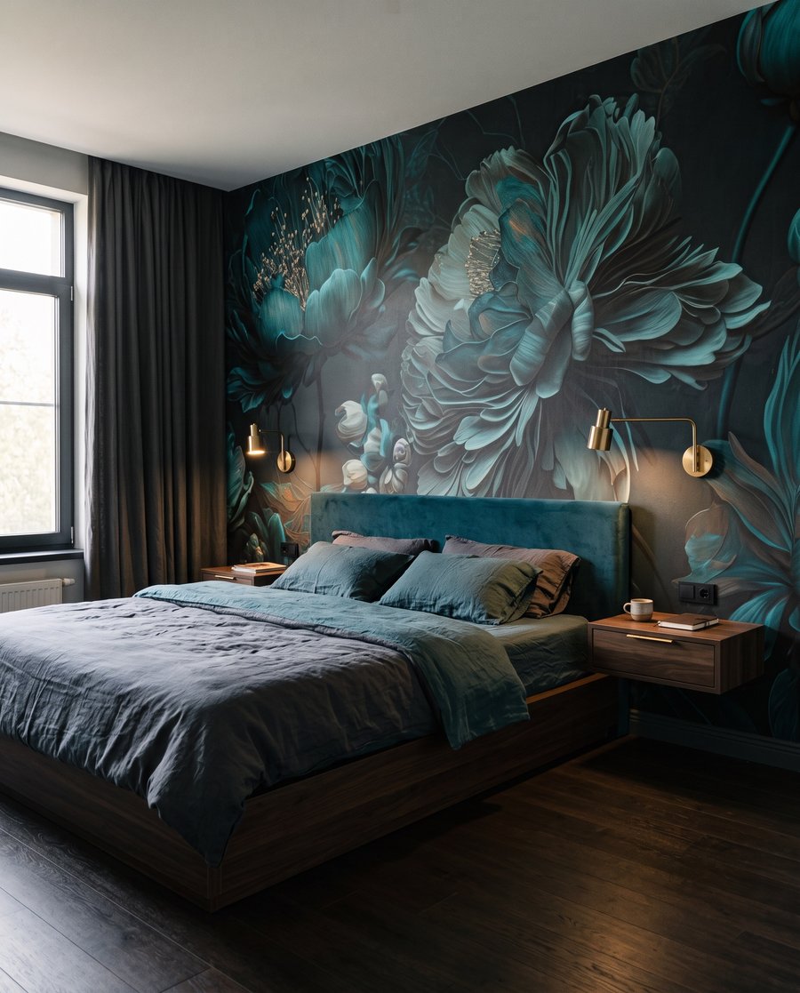 Fiori turchese notturno — ambiente 2