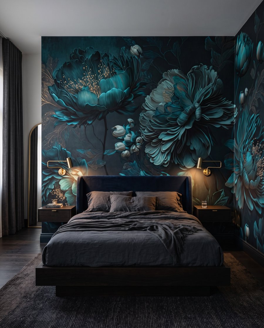 Fiori turchese notturno — ambiente 3