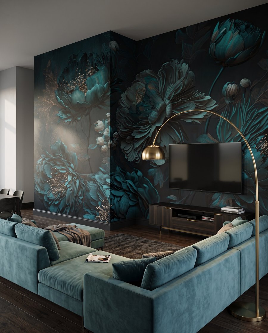 Fiori turchese notturno — ambiente 4