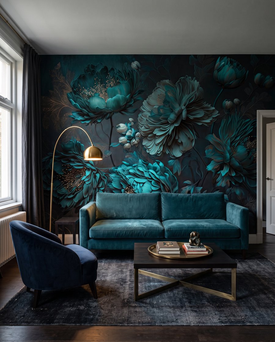 Fiori turchese notturno — ambiente 5