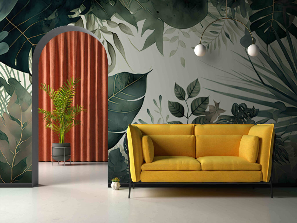 Foglie scure, nervature dorate — ambiente 2