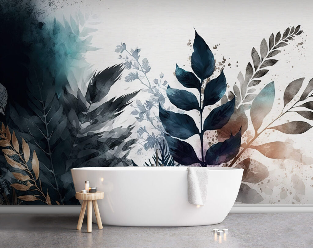 Foglie blu ad acquerello — ambiente 1