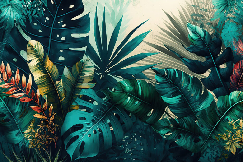 Piante tropicali alla luce — design completo