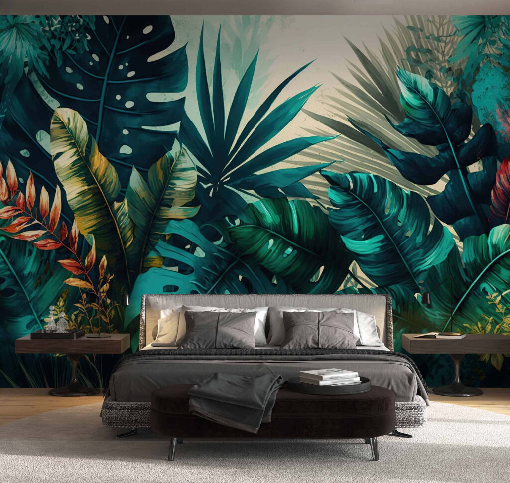 Piante tropicali alla luce in un ambiente