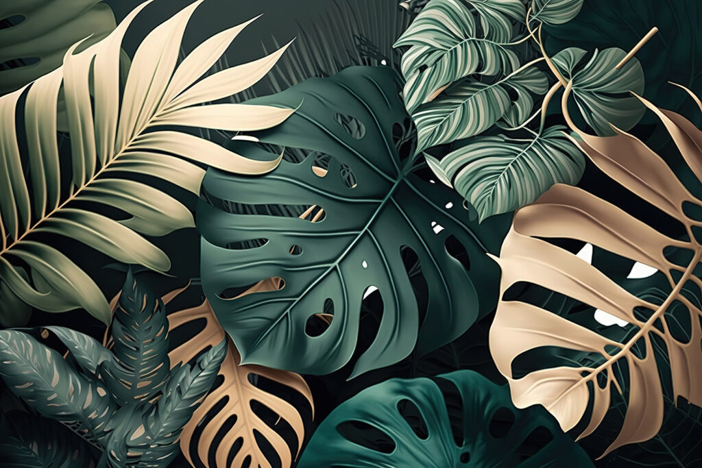 Foglie verdi e dorate — design completo