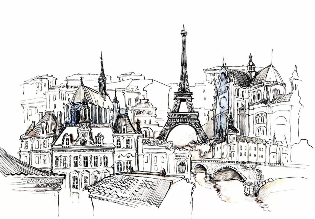 Parigi in schizzi neri — design completo